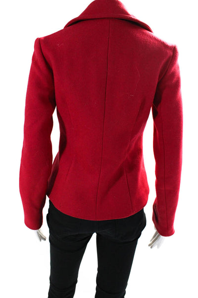 Theory Women's Collar Long Sleeves Double Breast Wool Coat Red Size 0