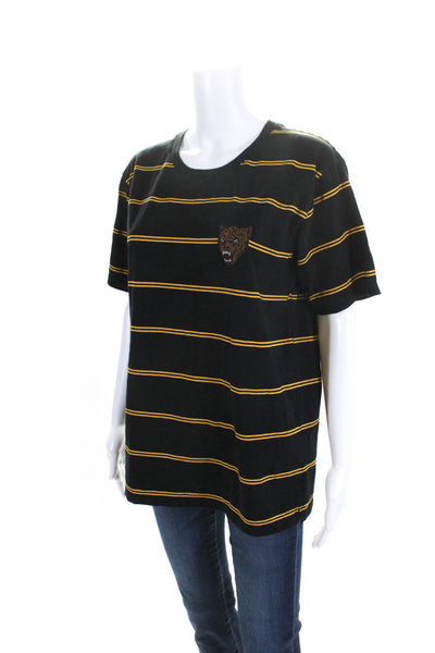 The Kooples Unisex Adults Cotton Striped Crew Neck T-Shirt Top Black Size M