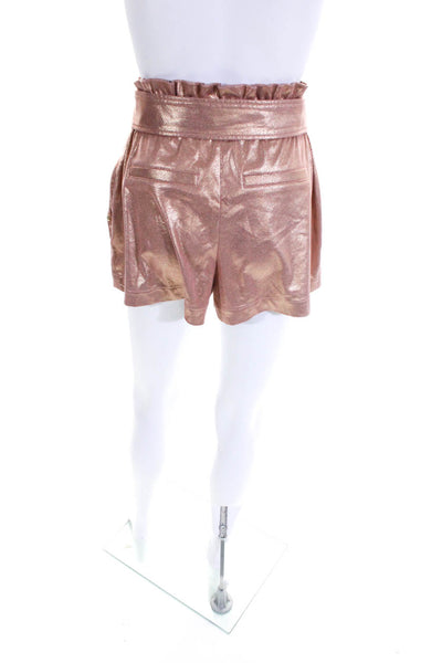 Patrizia Pepe Womens Metallic High-Rise Paperbag Waist Shorts Pink Size 40