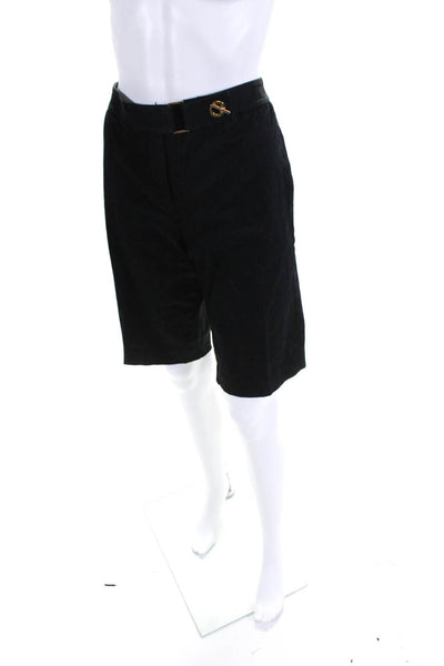 Magaschoni Womens Cotton Woven Zip Up Walking Shorts Black Size 12