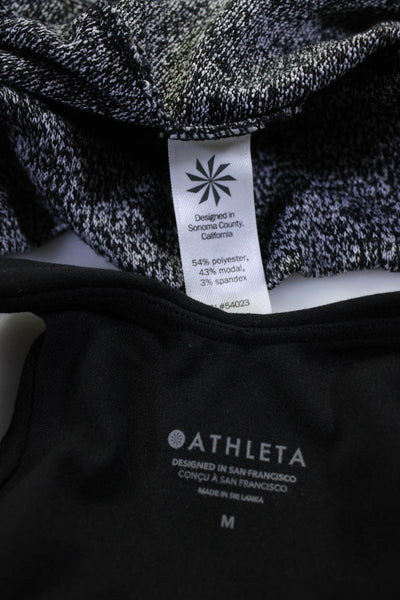 Athleta Womens Athletic Round Neck Tank Top Sweater Black Gray Size M Lot 2