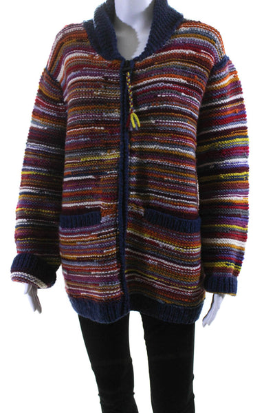 Frantic Andrea Venturini Womens Thick Knit Sweater Jacket Multicolor Medium