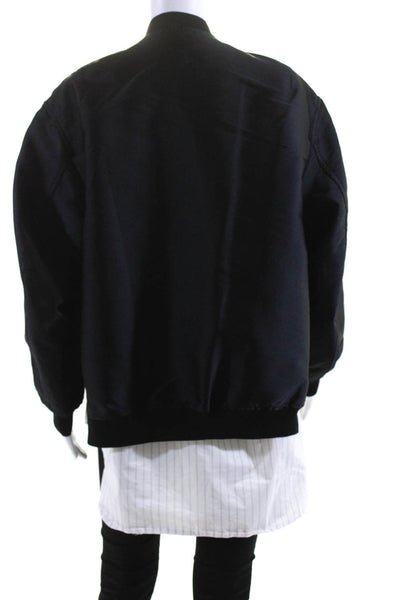10 Crosby Derek Lam Womens Layered Shirt Hem Satin Bomber Jacket Black Size 10