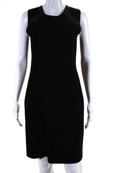 Vince Women's Round Neck Sleeveless A-Line Bodycon Mini Dress Black Size M