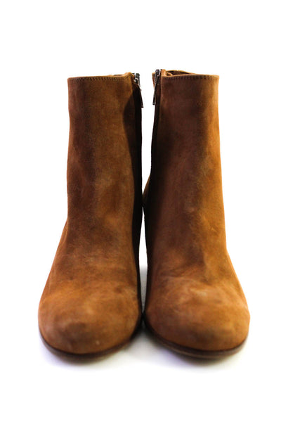 Margaux Womens Block Heel Suede Round Toe Ankle Boots Tan Size 38.5 8.5 Narrow
