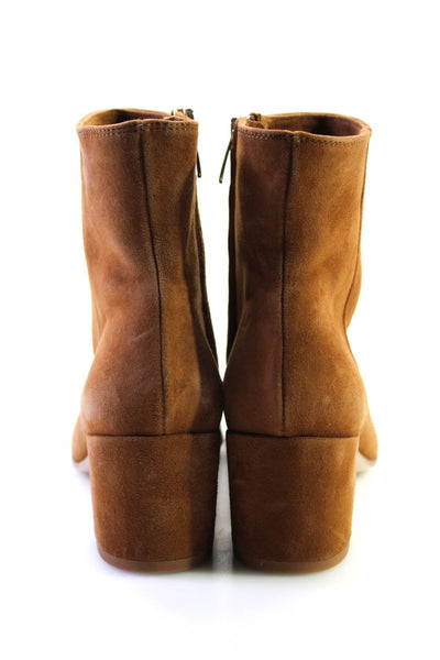 Margaux Womens Block Heel Suede Round Toe Ankle Boots Tan Size 38.5 8.5 Narrow