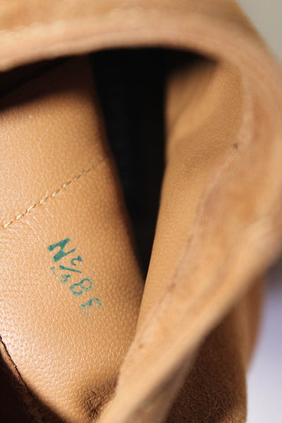 Margaux Womens Block Heel Suede Round Toe Ankle Boots Tan Size 38.5 8.5 Narrow