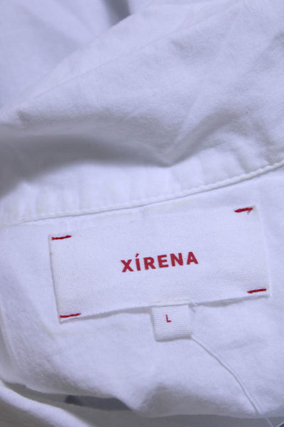Xirena Womens Cotton Collared Long Sleeve Cropped Button-Up Blouse White Size L
