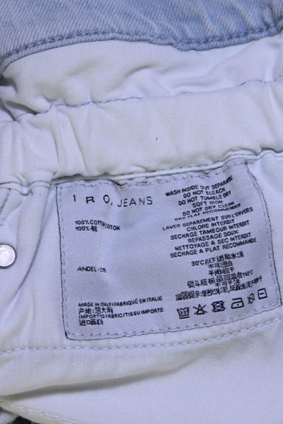 IRO Womens Denim High Rise Light Wash Paperbag Shorts High Rise Blue Size 27