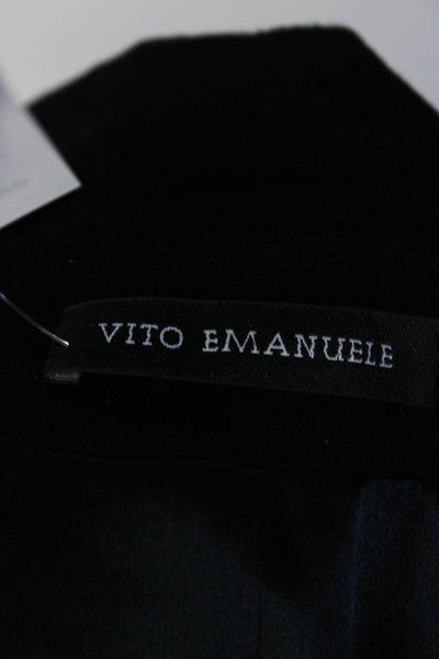 Vito Emanuele Womens Long Sleeve Lined Button Down Overcoat Navy Size M