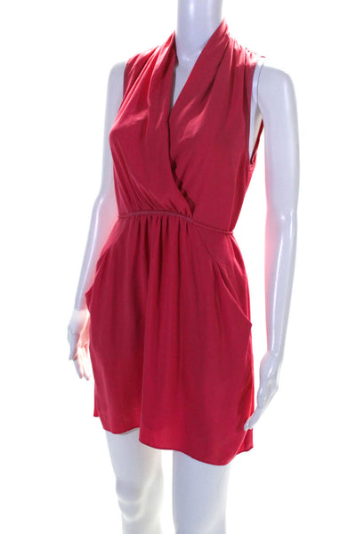 Wilfred Womens Sleeveless V Neck Tie Waist Gathered Blouson Dress Pink Size XS