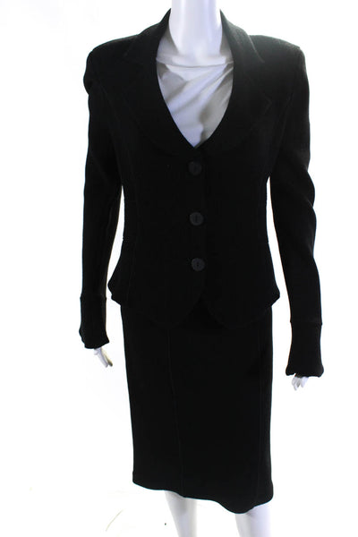 Graeme Black Womens Button Down Skirt Suit Black Wool Size EUR 46/44