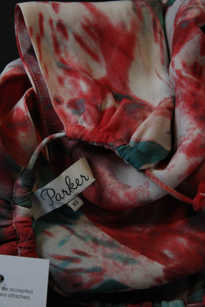Parker Women's High Neck Sleeveless Elastic Waist Floral Silk Mini Dress Size XS