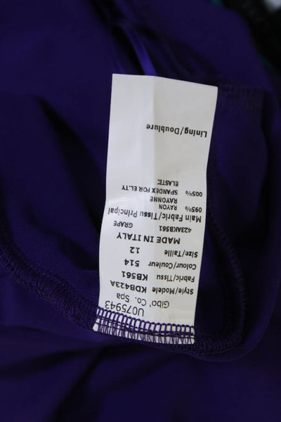 Michael Kors Womens Round Neck Tied Knot Long Sleeve Sheath Dress Purple Size 12