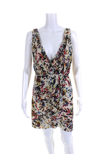 Alice + Olivia Womens Silk Spotted Print V-Neck Zipped Dress Multicolor Size S