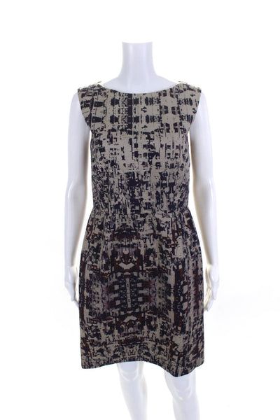 Lavia Womens Cotton Abstract Print Zip Sleeveless Sheath Dress Purple Size EUR44
