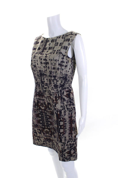 Lavia Womens Cotton Abstract Print Zip Sleeveless Sheath Dress Purple Size EUR44