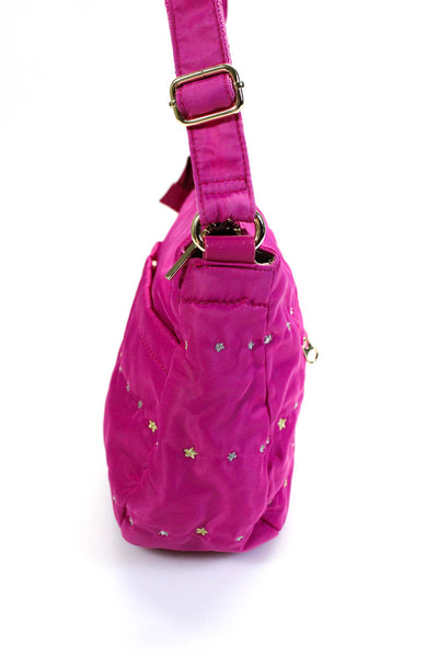 Rebecca Taylor Womens Stars Embroidered Gold Tone Shoulder Handbag Pink