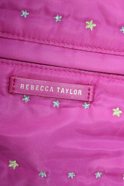 Rebecca Taylor Womens Stars Embroidered Gold Tone Shoulder Handbag Pink