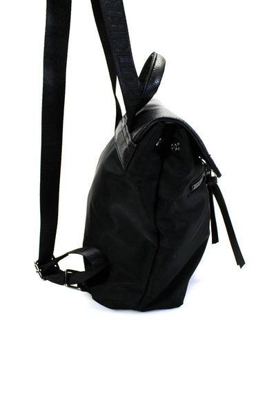 Botkier Womens Leather Trim Flap Back Pack Shoulder Handbag Black