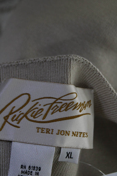 Rickie Freeman For T.J. Nites Womens Silk Blend Ribbed Tank Top Beige Size XL