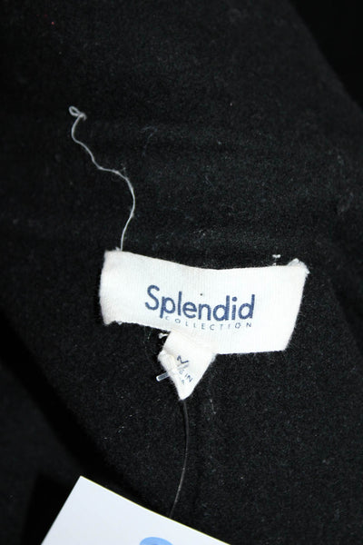 Splendid Womens Wool Blend Detachable Hood Collared Belted Coat Black Size M