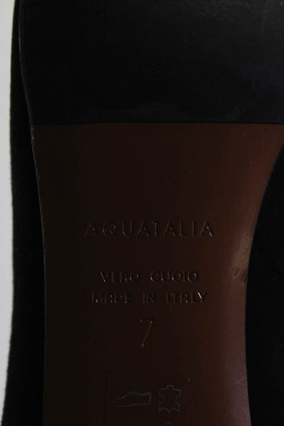 Aquatalia Womens Suede Cone Heel Side Zip Ankle Booties Black Size 7
