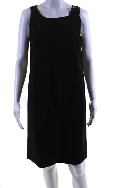 Lafayette 148 New York Womens Tortoise Buckle Midi Shift Dress Black Size S