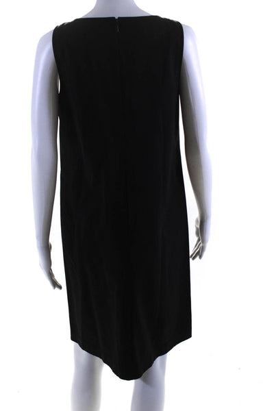 Lafayette 148 New York Womens Tortoise Buckle Midi Shift Dress Black Size S