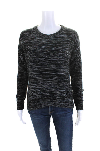 One Grey Day Womens Long Sleeved Open Back Pullover Sweater Black White Size S