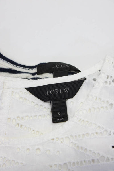 J Crew Womens Cotton Striped Embroidered Textured Tops White Size S 6 Lot 2