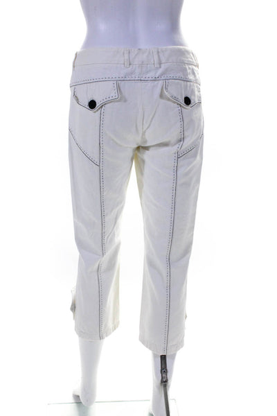 Sport Max Womens Cotton Striped Darted Hook & Eye Straight Pants White Size 8