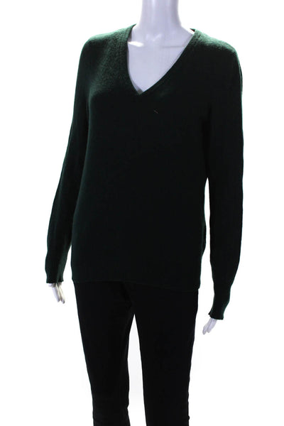 Equipment Womens Cashmere Knit V-Neck Long Sleeve Pullover Sweater Green Size S