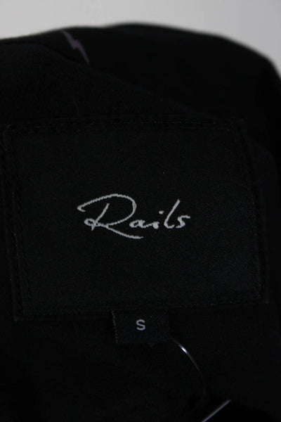 Rails Womens Woven Lightning Print Long Sleeve Button-Up Blouse Black Size S
