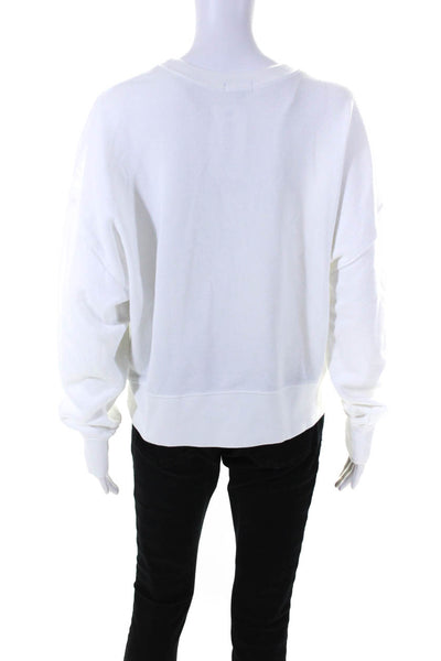 Rails Womens Cotton Floral Cutout Crewneck Pullover Sweatshirt White Size L