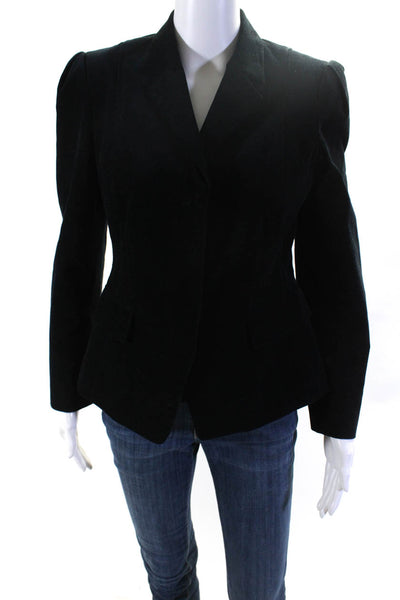 Theory Womens Velvet Collared Long Sleeved Two Button Blazer Dark Blue Size 8