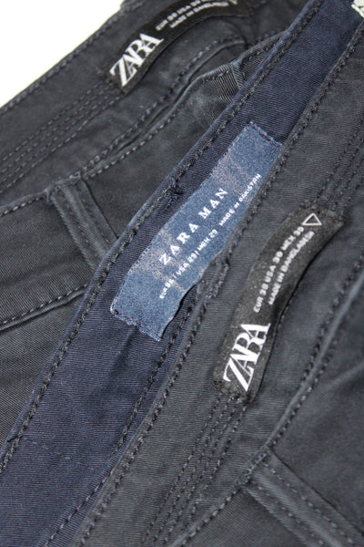 Zara Man Zara Mens Cotton Straight Leg Trousers Pants Navy Blue Size 29 30 Lot 3