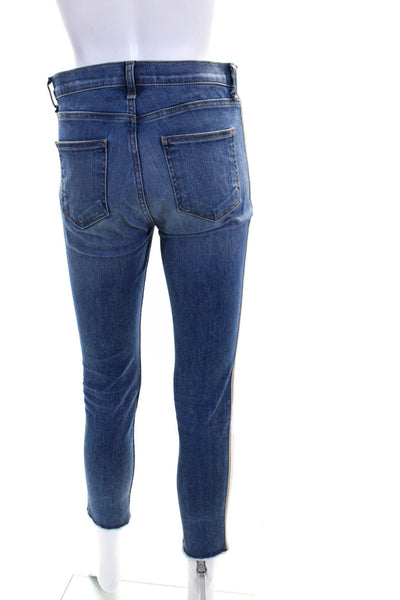 Veronica Beard Jeans Womens Striped Trim Fringe Debbie 10" Skinny Jeans Blue 27