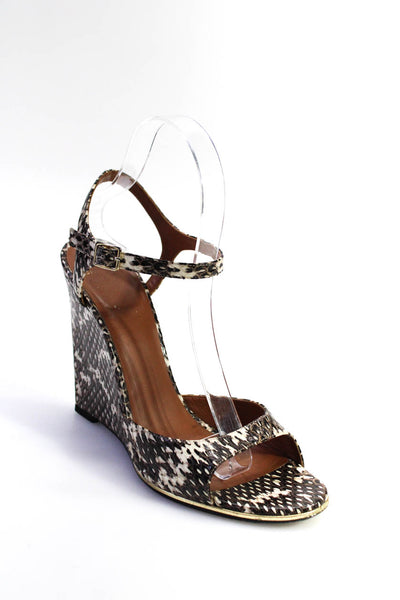 Givenchy Womens Wedge Heel Snakeskin Ankle Strap Sandals Brown Size 38.5
