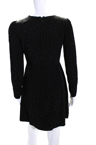 J Crew Womens Embroidered Spot Print Lined Long Sleeve A-Line Dress Black Size 0