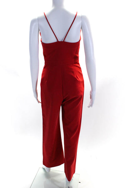 Likely Womens Spaghetti Strap V-Neck Straight Leg One Piece Jumpsuit Red Size 8