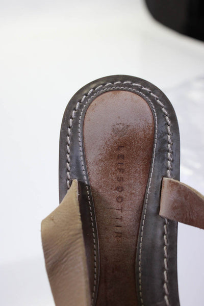 Leifsdottir Womens Canvas Bow Flat Ankle Strap Sandals Beige Leather Size 37 7