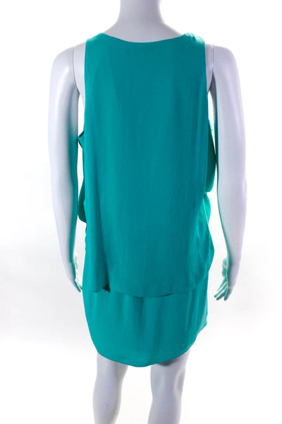 Elizabeth and James Womens Draped Surplice Mini Sheath Dress Turquoise Size 4