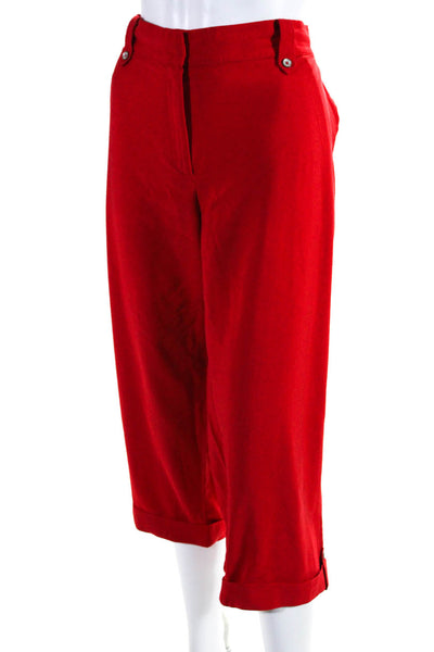 AMS Pure Womens Ruched Slip-On Tapered Cuff Hem Casual Pants Red Size 14