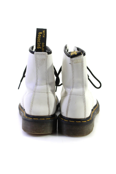 Dr. Martens Womens Lace Up Round Toe Combat Boots White Leather Size 8