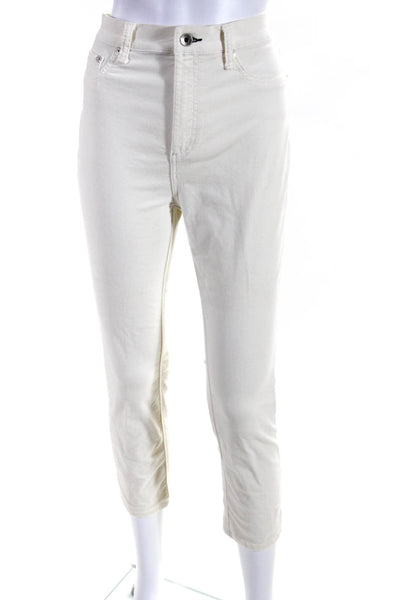 Rag & Bone Womens Zipper Fly High Rise Velvet Cropped Jeans White Size 29