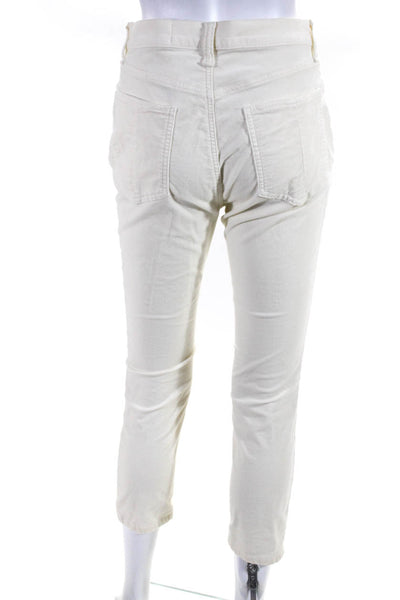 Rag & Bone Womens Zipper Fly High Rise Velvet Cropped Jeans White Size 29