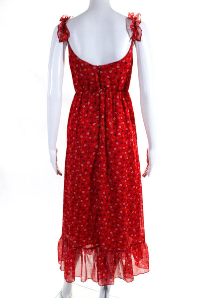 Madewell Womens Metallic Floral Print Sleeveless Empire Waist Dress Red Size 2