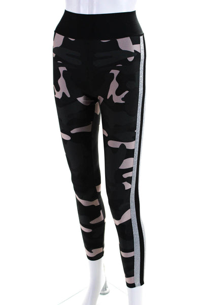 Ultracor Womens Metallic Stripe Camouflage Leggings Pants Black Pink Size XS