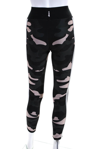 Ultracor Womens Metallic Stripe Camouflage Leggings Pants Black Pink Size XS